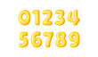 Set yellow number 0 to 9. Render balloon numbers for birtday, party, school template design