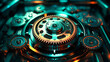 © Nilima - Gears and cogs seamlessly interlocking, bathed in a neon glow, epitomizing the precision of machine engineering