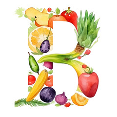 Wall Mural - food font alphabet