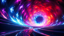 A Whirlwind Of Neon Spirals Converging Towards A Radiant Vortex Center