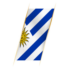 Sticker - Uruguay flag in the form of a banner with waving effect and shadow.