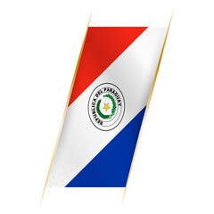 Wall Mural - Paraguay flag in the form of a banner with waving effect and shadow.