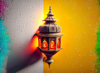 Diwali lamp background with colorful