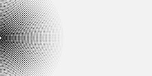 Halftone Concentric Dot Lines Background. Spotted And Dotted Half Circles Gradient