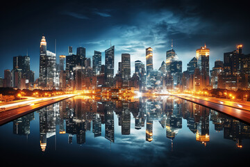 Wall Mural - AI outdoor urban night view