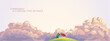© Rustic - Landscape with lonery house on the hill, against the background of huge clouds in the evening sunlight.