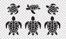 Vectored Sea Turtle Designs. Silhouette Vector Flat Illustration. . 6 Sea Turtle Designs . Use Together Or Individually  EPS . Silhouette . Cricut . Cut Files