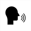 © NAPISAH - Voice control icon. Speak or talk recognition icon, sound commander or speech dictator head, vector illustration on white background