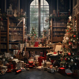 Fototapeta Psy - Zimmer mit Weihnachtsstimmung