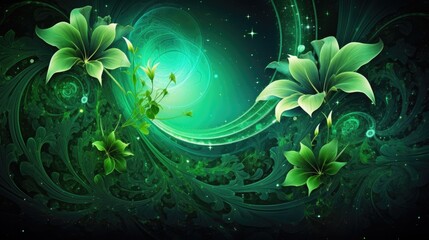 Wall Mural - cosmic lily in universe. fantasy fairy tale abstract blossoming flowers with galaxy space illustrati