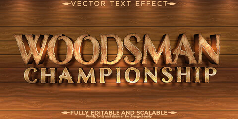 Wall Mural - Wood text effect; editable timberman and woodcutter text style