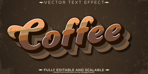 Coffee editable text effect coffee, 3d vintage and retro font style