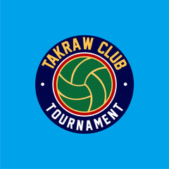 Sepak Takraw logo design power ball. logotype, typographic - vector illustration