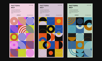 Aufkleber - Cool Abstract Geometric Pattern Vector Design. Swiss Design Flyers Collection. Bauhaus Ornament Brochures.