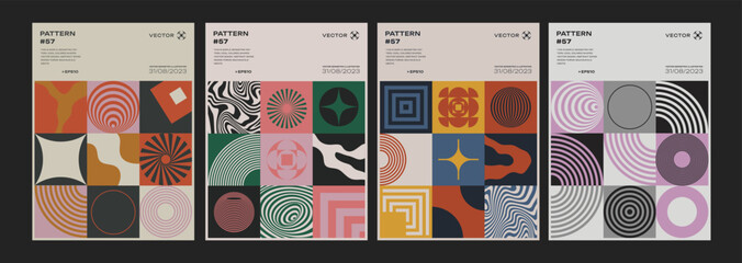 Poster - Set Of Bauhaus Abstract Geometric Patterns. Swiss Design Shapes. Cool Meta Modern Posters Collection.