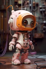 cute android robots, pink color, robot army, digital intelligence, artificial intelligence concept