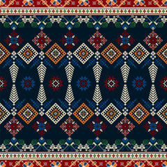 Wall Mural - Traditional Latvian embroidery seamless pattern, vector illustration