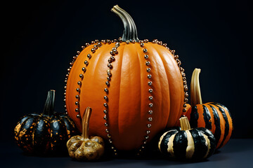 Wall Mural - Punk Rock Inspired Halloween Pumpkin with Metal Rivets