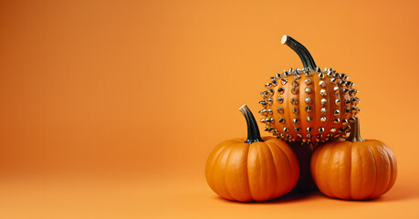 Wall Mural - Punk Rock Inspired Halloween Pumpkin with Metal Rivets