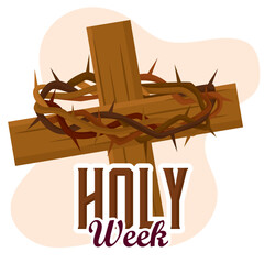 Wall Mural - Cross with crown of thorns Holy week Vector