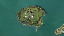 Fort Mitchel, Historical Island Fortress Aerial View From Above – Bird’s Eye View Spike Island, Cork, Ireland