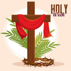 Sticker - cross mantle crucifixion Holy week Vector