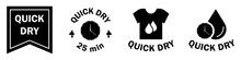 Quick Dry - Vector Labels For Fabric Or Drying Machine.