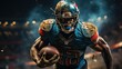 © Banana Images - american football player running close up, cinematic scene, rugby in usa concept