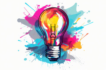 light bulb idea illustration in artistic and colorful way