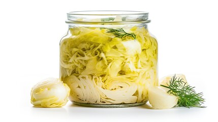 Sticker - Fermented cabbage isolated on white background