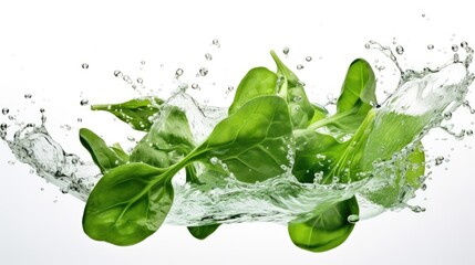 Sticker - Splashes of fresh spinach leaves floating around