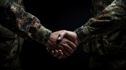 Two military men shaking hands