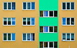 © czjonyyy - Colourful block of flats in residential area. Geometric lines. Roznov pod Radhostem. Czech republic.