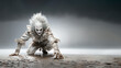 Halloween festivity. Malevolent clown squatting on the floor. Generative AI