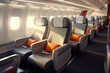 © Lazy_Bear - Empty passenger seats in cabin of the aircraft. Plane interior. Business class in commercial transport