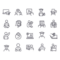 E-Learning line icons vector design 