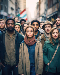 A Group of Diverse People Protesting on the Street