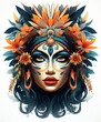 Unique female face mask with flower ornament