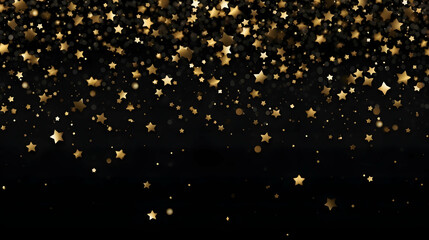 Wall Mural - Abstract dark background with golden little stars bokeh and glitter