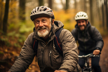 Wall Mural - senior couple riding bike