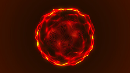 Abstract liquid geometric sphere. Smooth movement on a dark background. Energy sphere of bright particles in the Universe. Seamless motion loop animation. 3d rendering