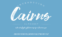 Cairns Lettering Font Isolated On Black Background. Texture Alphabet In Street Art And Graffiti Style. Grunge And Dirty Effect.  Vector Brush Letters.