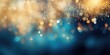 © OP38Studio - Abstract background new year, cheering crowd and blue and gold fireworks and celebrating holiday, copy space, generative ai