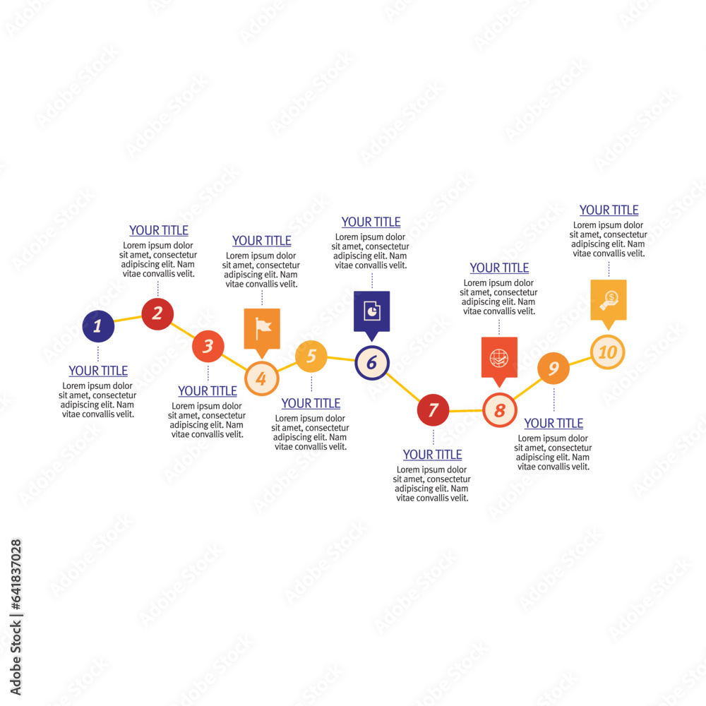 Timeline with milestones or planning steps vector illustration. Cartoon ...