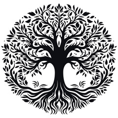 Yggdrasil tree, tree of life, celtic tree, isolated on transparent background, Generative Ai.