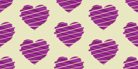 Leinwandbilder - Background from torn striped hearts, from flaps. Original stylish love pattern from hearts.