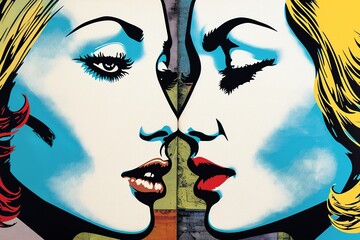 Wall Mural - woman face pop art 