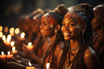 Canvas Print - Cultural Expressions. Dancers performing traditional rituals, portraying the artistic elements of the culture of faith. Generative Ai.