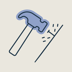 Hammer and nails vector isolated icon