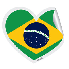 Canvas Print - Isolated heart shape with the flag of Brazil Vector